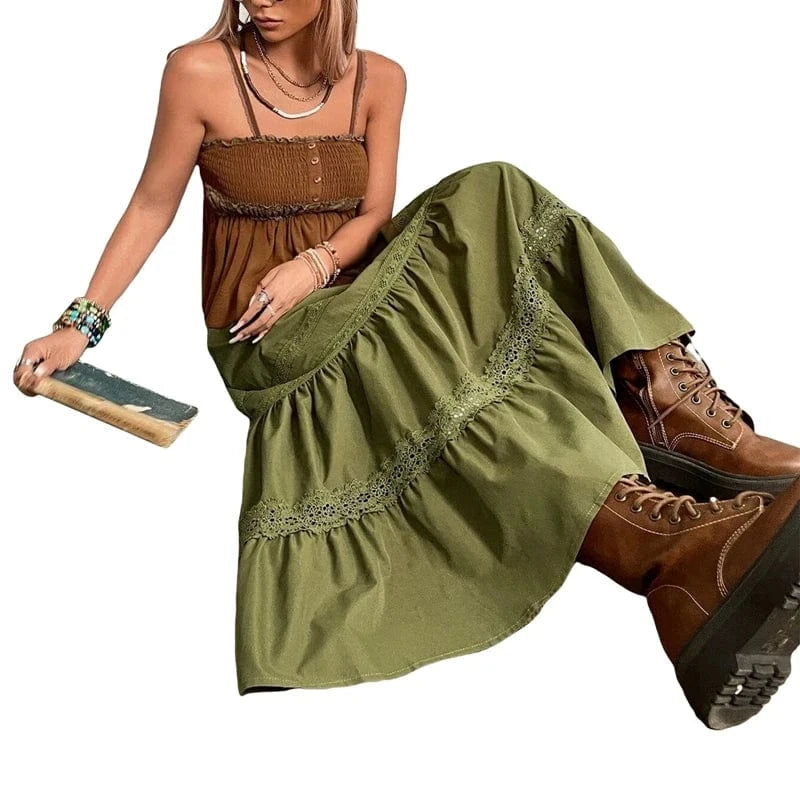 Vintage Green Pleated Skirts