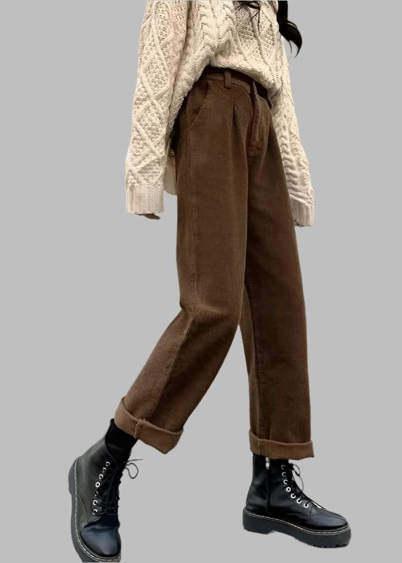 Vintage High Waist Corduroy Wide Leg Pants