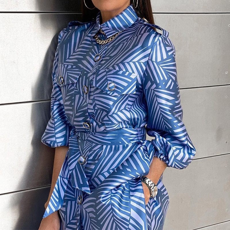 Teonclothingshop Vintage loose office wear Spring two piece set with new print