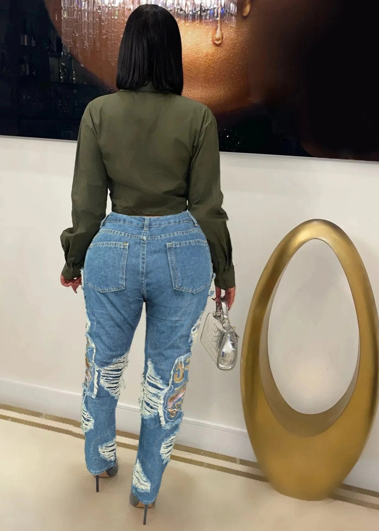 Vintage style ripped jeans