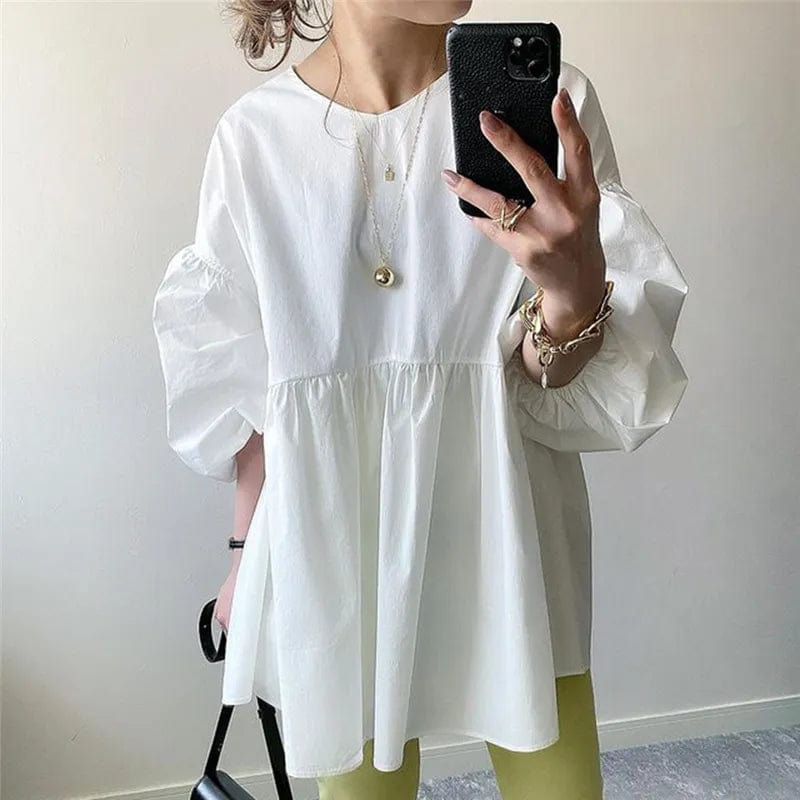 Teonclothingshop Vintage Women's Blouses with Lantern Sleeves