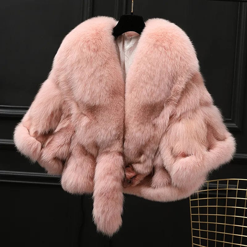 Teonclothingshop Warm women's jacket Large cloak with  fur collar