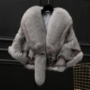 Teonclothingshop Warm women's jacket Large cloak with  fur collar