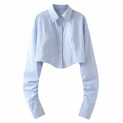 Teonclothingshop White shirt with long sleeves and buttons, street blouse