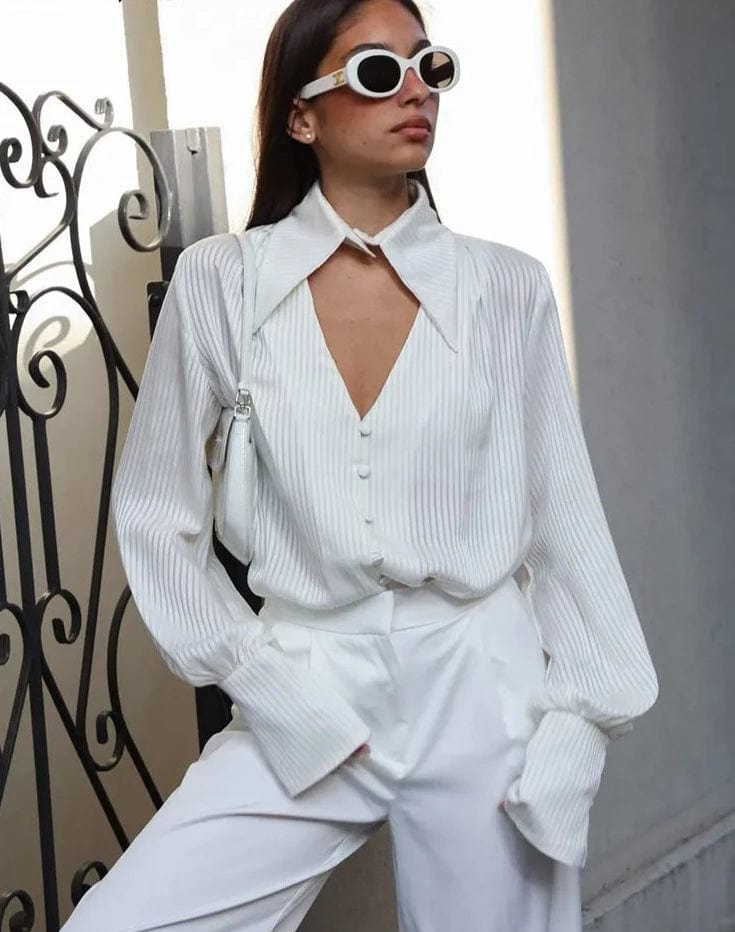 Teonclothingshop White striped shirts for women