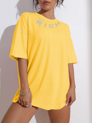 Teonclothingshop Yellow / S Wide fashion hip hop short sleeve t-shirt with O neck