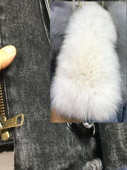 Teonclothingshop Winter fashion warm denim Fur coat + denim