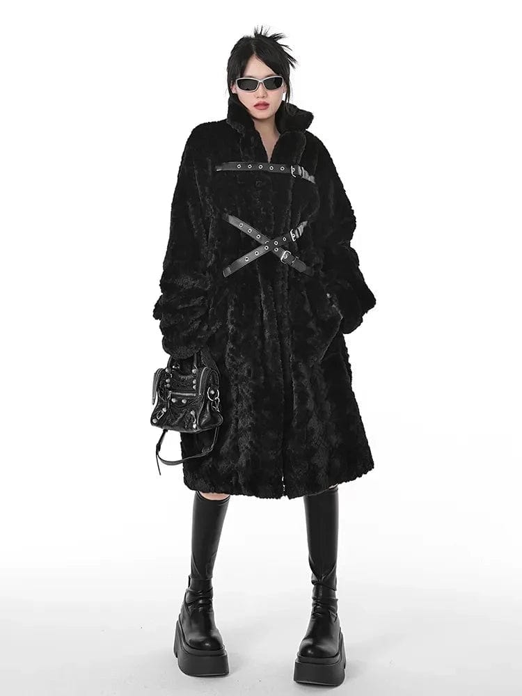 Teonclothingshop Winter gothic thick faux fur coat for women