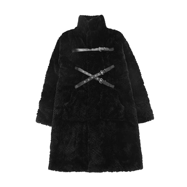 Teonclothingshop Black / S Winter gothic thick faux fur coat for women
