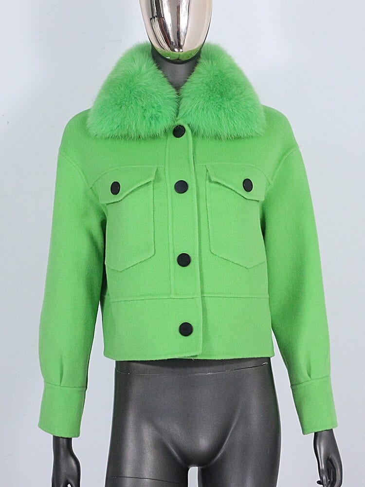 Teonclothingshop Winter jacket made of wool blend Women's fur coat made of natural fur