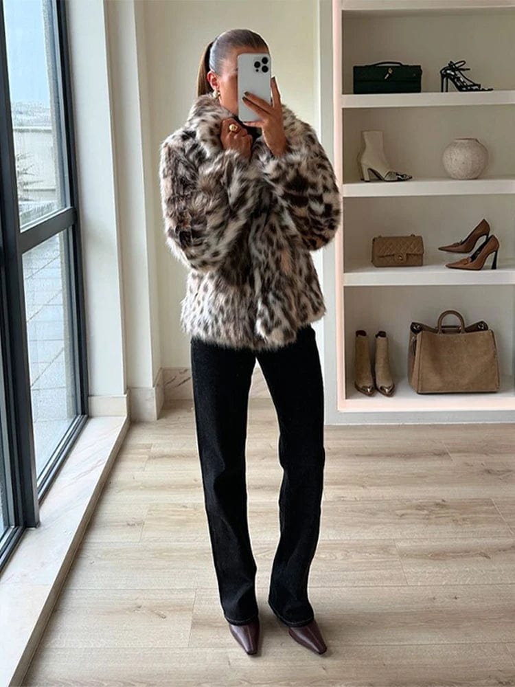 Teonclothingshop Winter short thick warm faux fur jacket