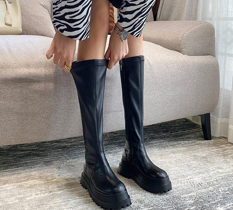 Teonclothingshop Winter thick platform long boots, zipper