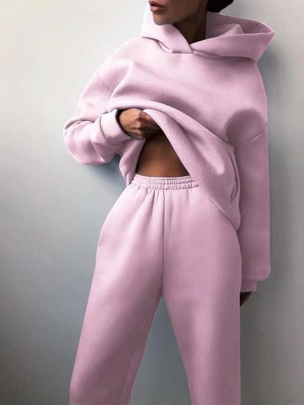 Teonclothingshop Pink / S Winter Two Piece Sets Women Tracksuit Oversized