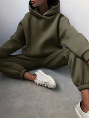 Teonclothingshop Military Green / S Winter Two Piece Sets Women Tracksuit Oversized