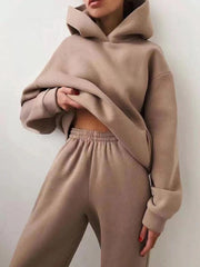 Teonclothingshop khaki / S Winter Two Piece Sets Women Tracksuit Oversized