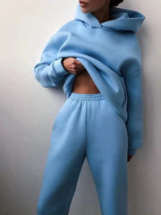 Teonclothingshop Blue / S Winter Two Piece Sets Women Tracksuit Oversized