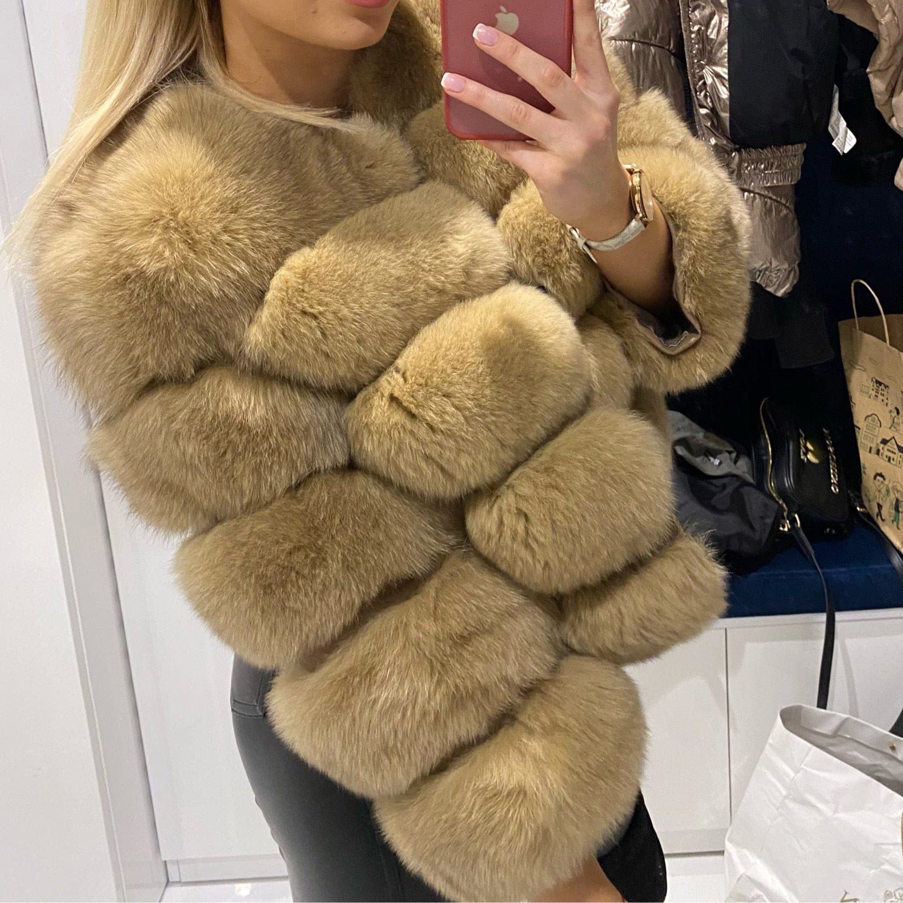 Teonclothingshop Winter women's fur jacket Natural jacket made of real fox fur