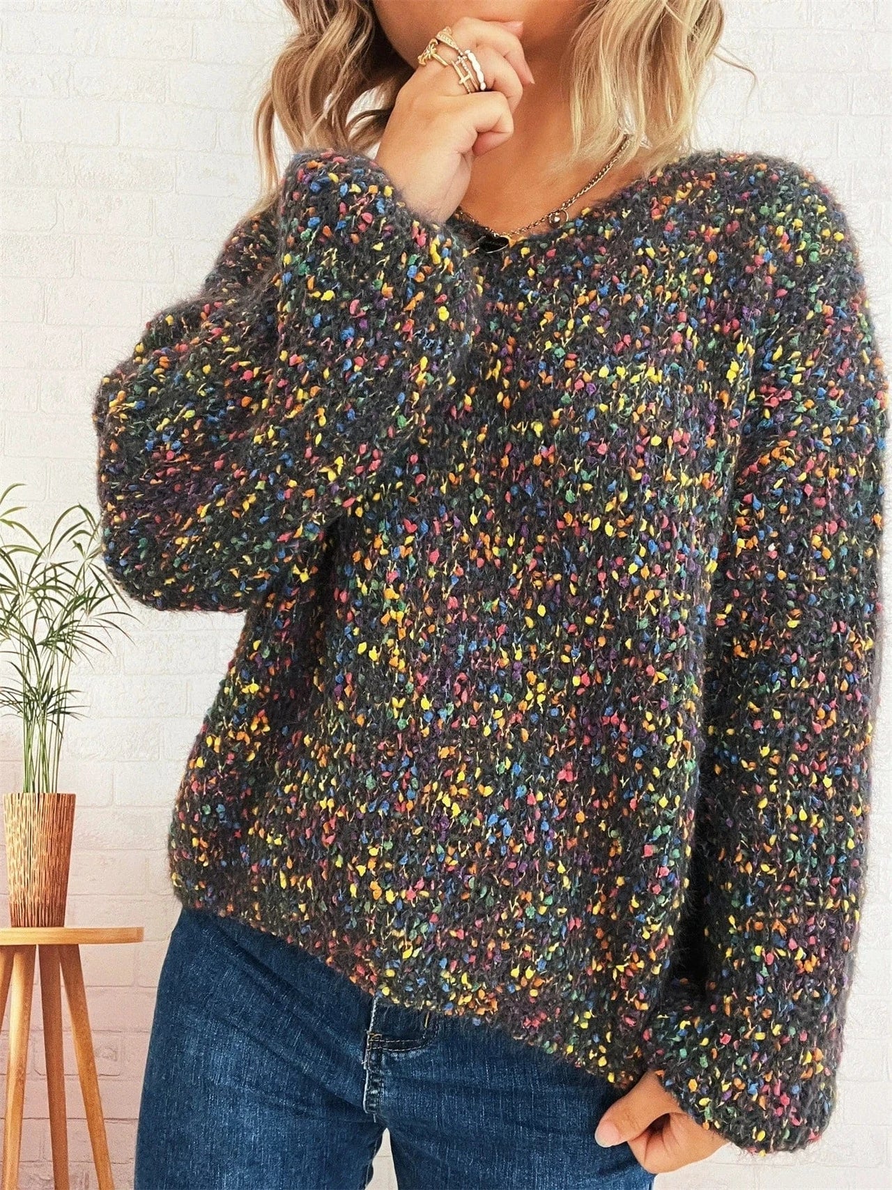 Women Colorful Knitted Sweater