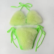 Teonclothingshop Women Fake Fur Two Piece Swimsuits