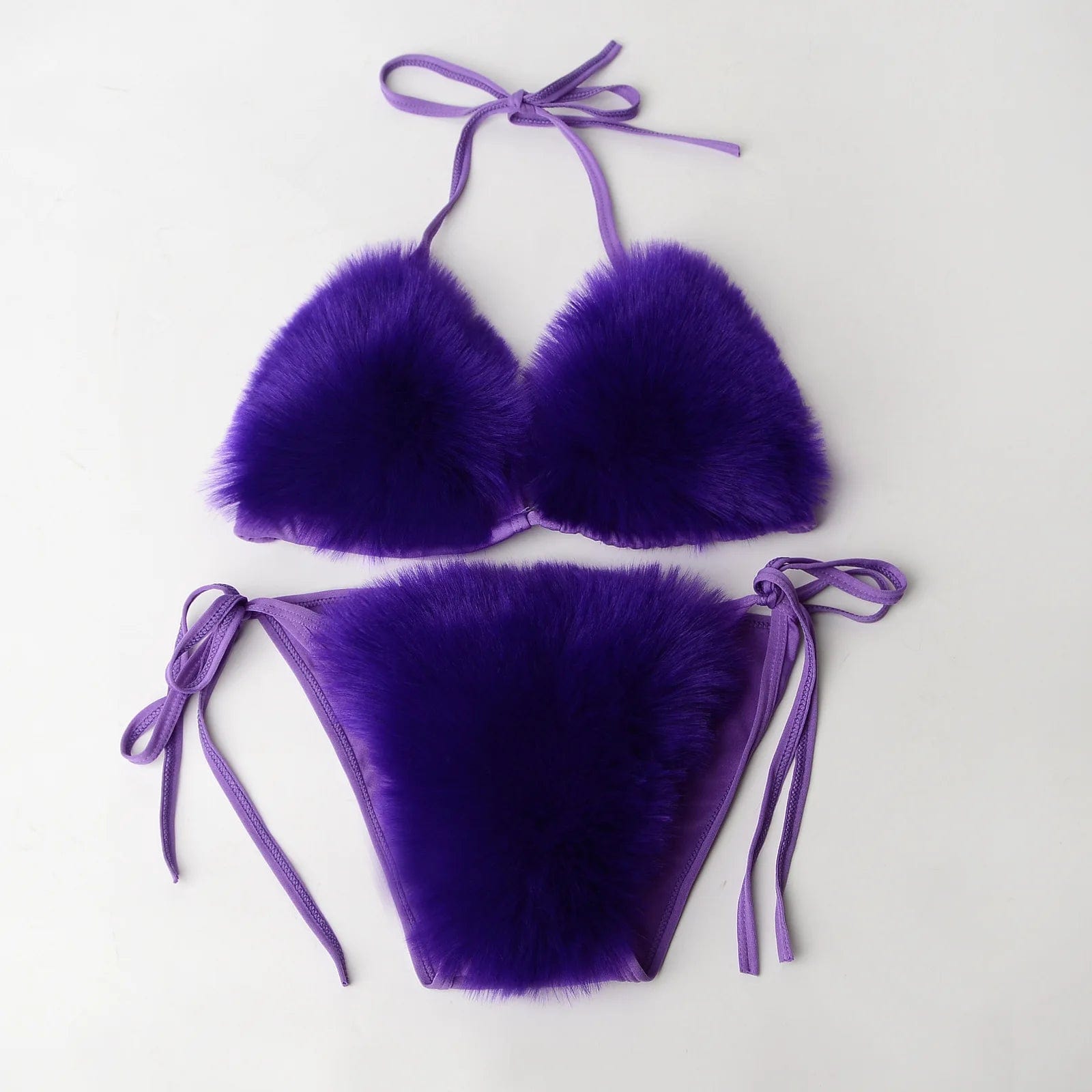 Teonclothingshop Women Fake Fur Two Piece Swimsuits