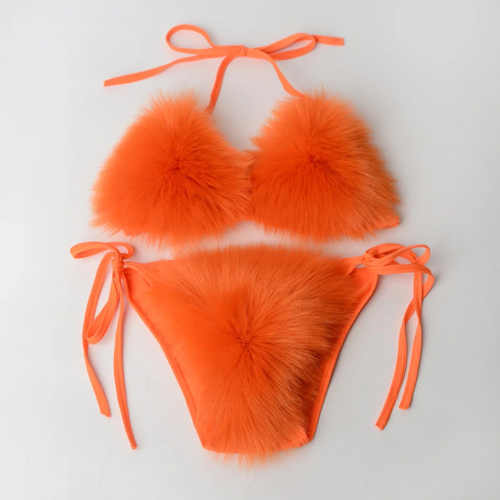 Teonclothingshop Women Fake Fur Two Piece Swimsuits