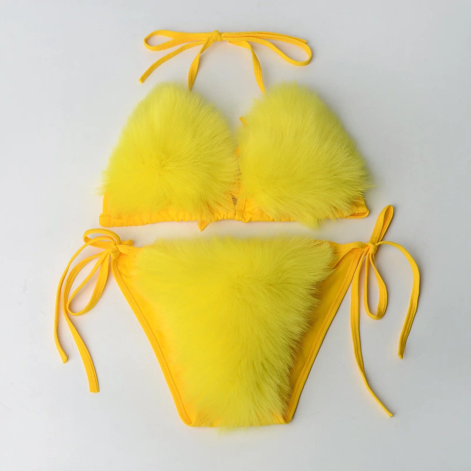 Teonclothingshop Women Fake Fur Two Piece Swimsuits