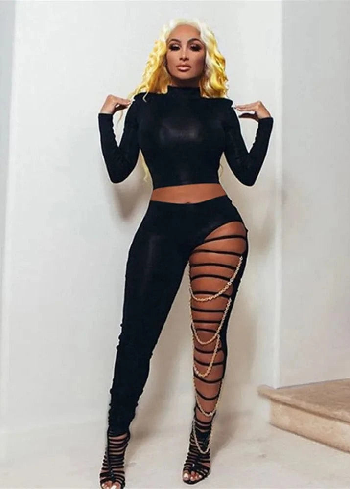 Women High Waist Ripped Leggings