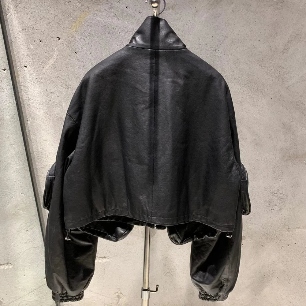 Women Leather Jackets with Pockets Inside Down