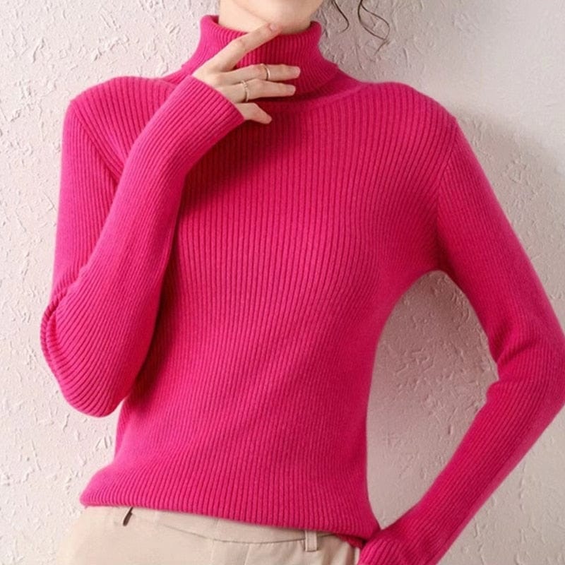 Teonclothingshop Women's autumn turtleneck sweater Knitted soft sweaters