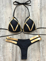 Teonclothingshop Women's bikini with push up gold seal