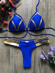 Teonclothingshop Women's bikini with push up gold seal