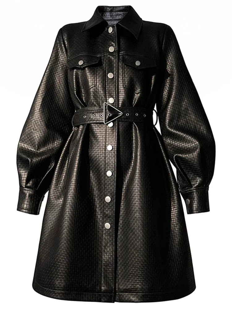 Women's Black Leather Shirt Jacket