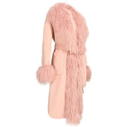 Teonclothingshop Women's cashmere coat real fur