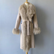 Teonclothingshop Women's cashmere coat real fur