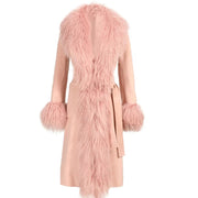 Teonclothingshop Women's cashmere coat real fur