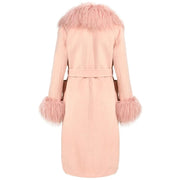 Teonclothingshop Women's cashmere coat real fur