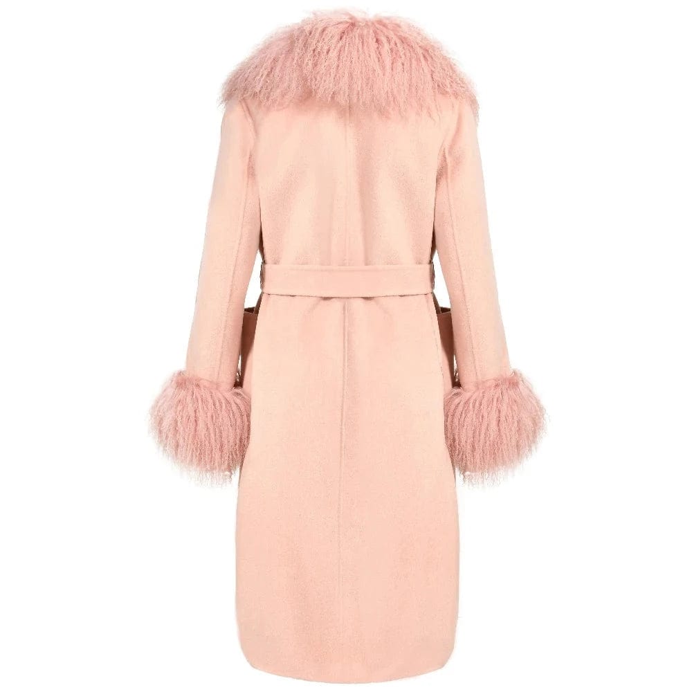 Teonclothingshop Women's cashmere coat real fur