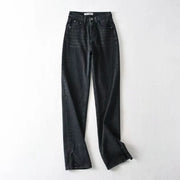 Teonclothingshop Black / S Women's Casual Solid Color High Waist Straight Jeans, Blue Denim Pants