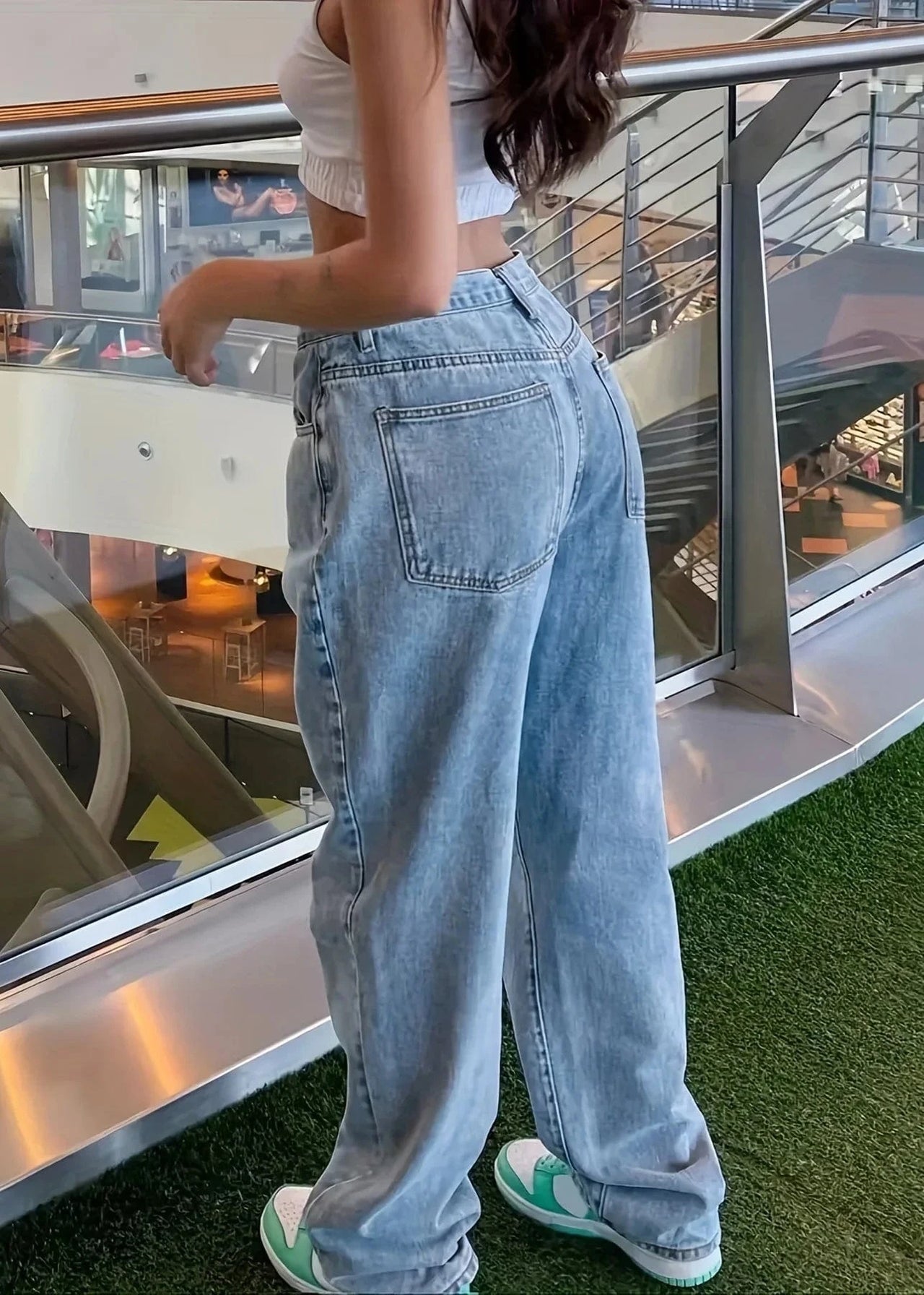 Teonclothingshop Women's casual washed loose straight jeans