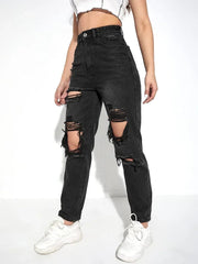 Teonclothingshop Women's cotton ripped denim pants