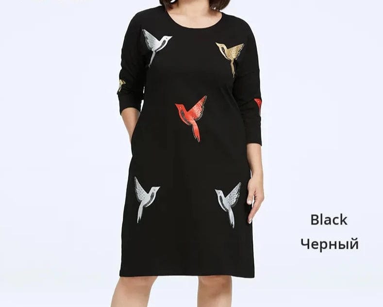 Teonclothingshop Women's dresses 2023. Elegant dress with bird pattern