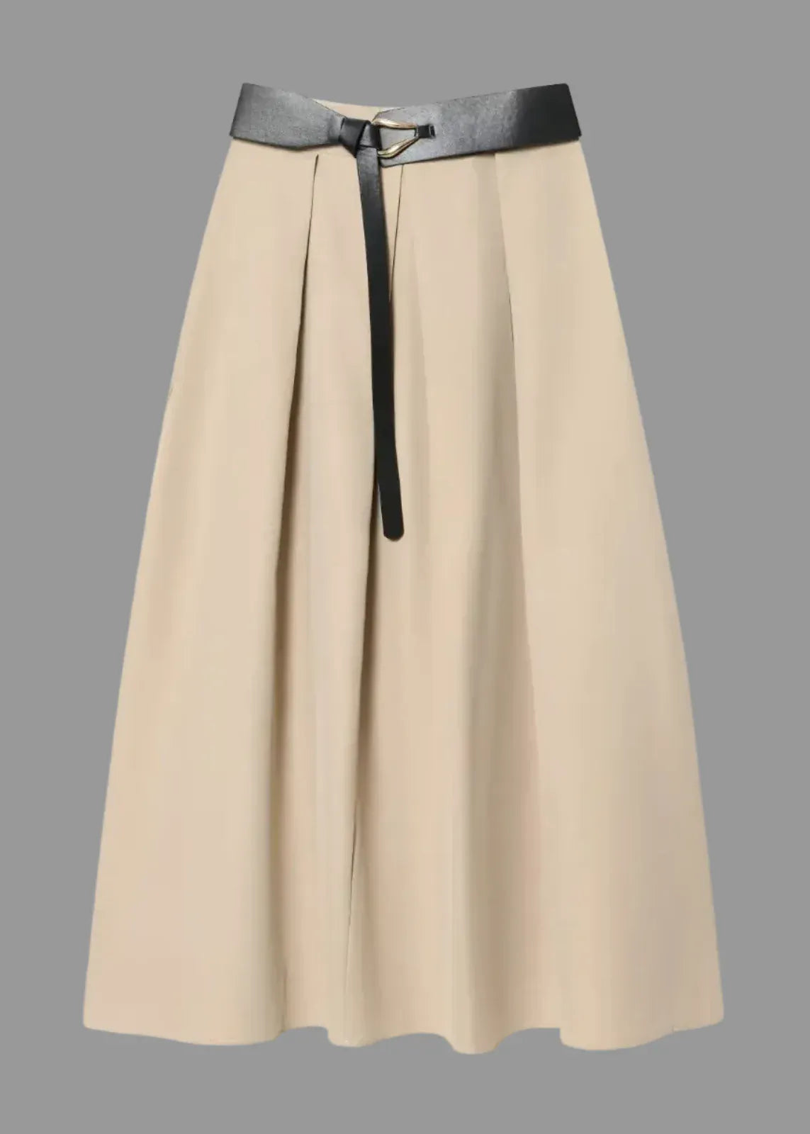 Beige skirt with a black belt on a white background