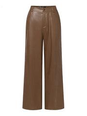 Teonclothingshop Women's elegant wide pants made of stretchy artificial leather