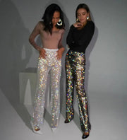 Teonclothingshop Women's Fashion Trendy Crystal Diamond Shiny Female Pants