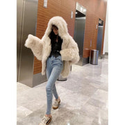 Teonclothingshop Women's faux fur coat with hood