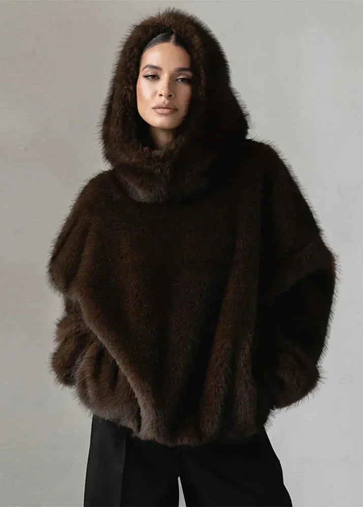 Women's Faux Fur Coat With Hood Oversized