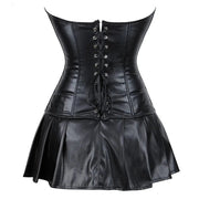 Teonclothingshop Women's faux leather corset dress with zipper