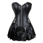 Teonclothingshop Women's faux leather corset dress with zipper