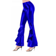 Teonclothingshop Women's Glitter Wide Leg Pants Laser Metallic Wetlook Wide Leg Pants with Ruffles