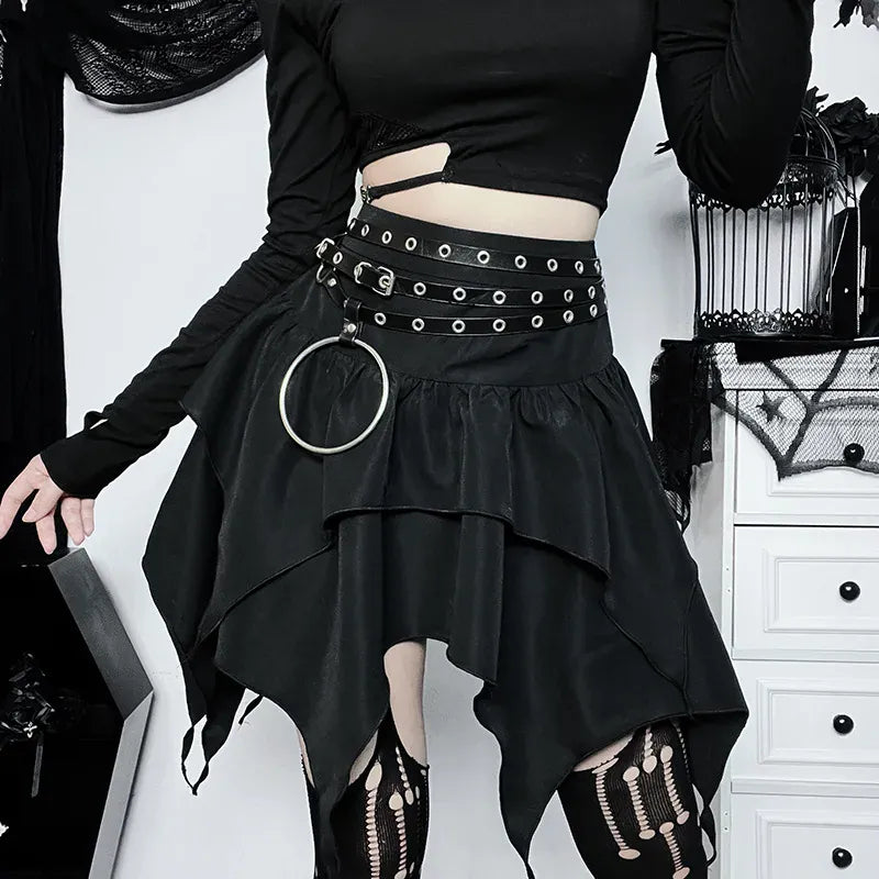 Women’s Gothic Punk Irregular Mini Skirt